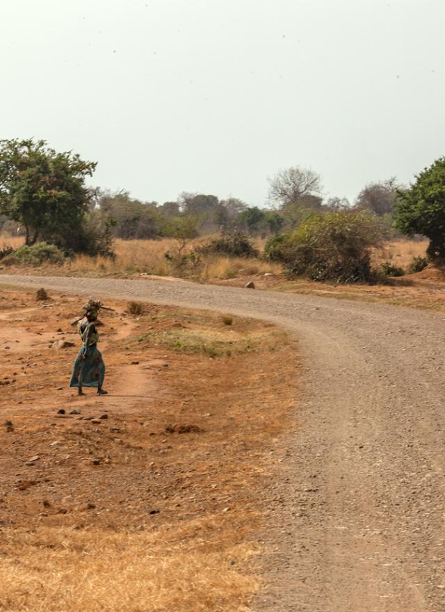 African village women escaping from the camera, They are laughing and They are carrying baskets - motion.