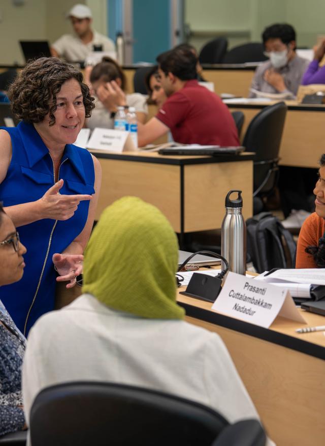 Professor Bech Bechky in class with UC Davis MBA students