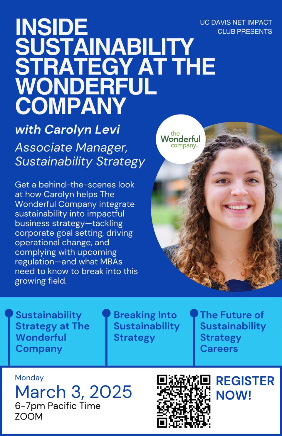 Flyer with event details and photo of Carolyn Levi