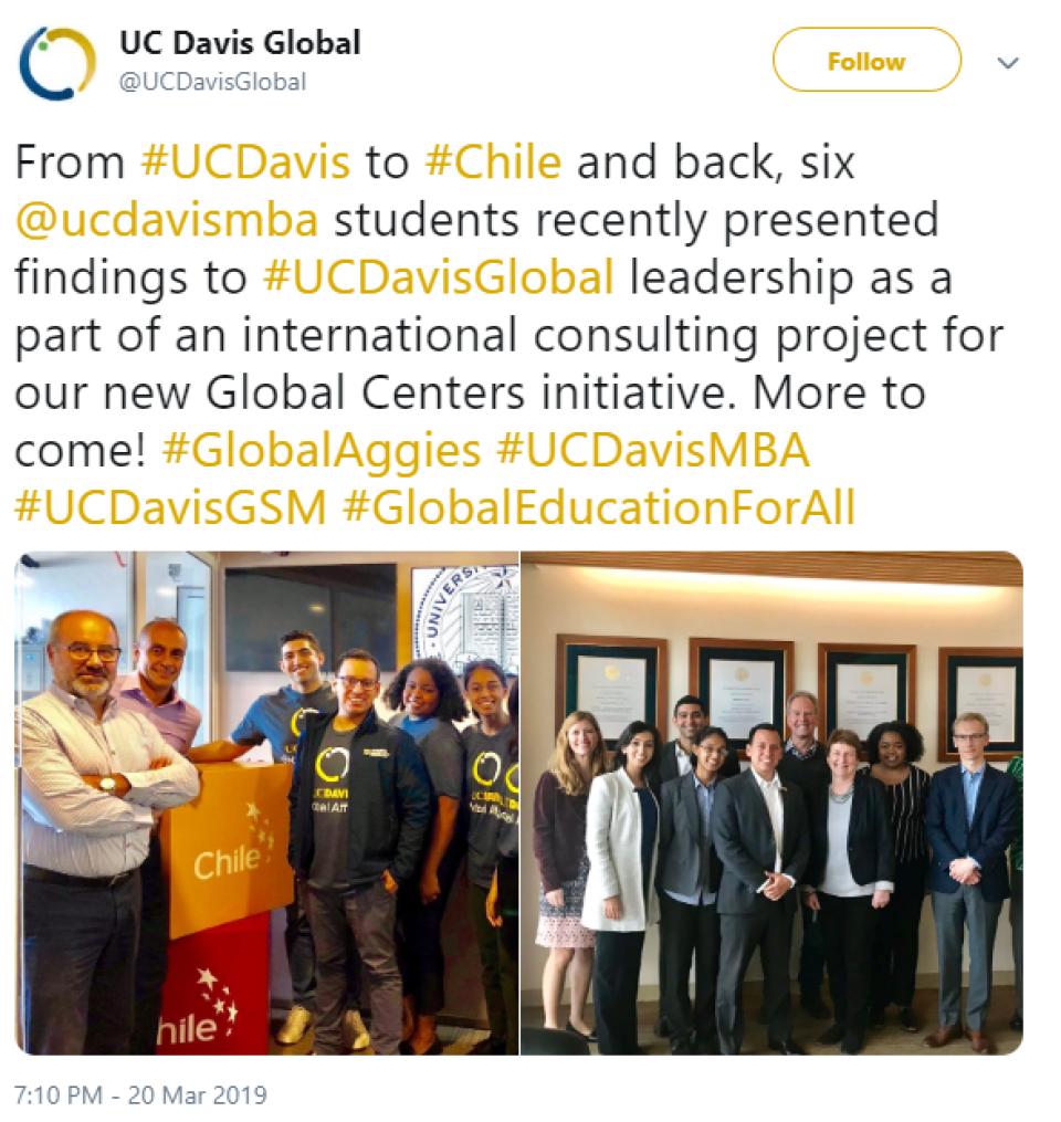 Screenshot of a tweet with photos from the Chile trip