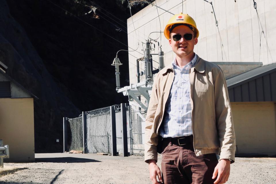 Ansel Lundberg wearing a hard hat 